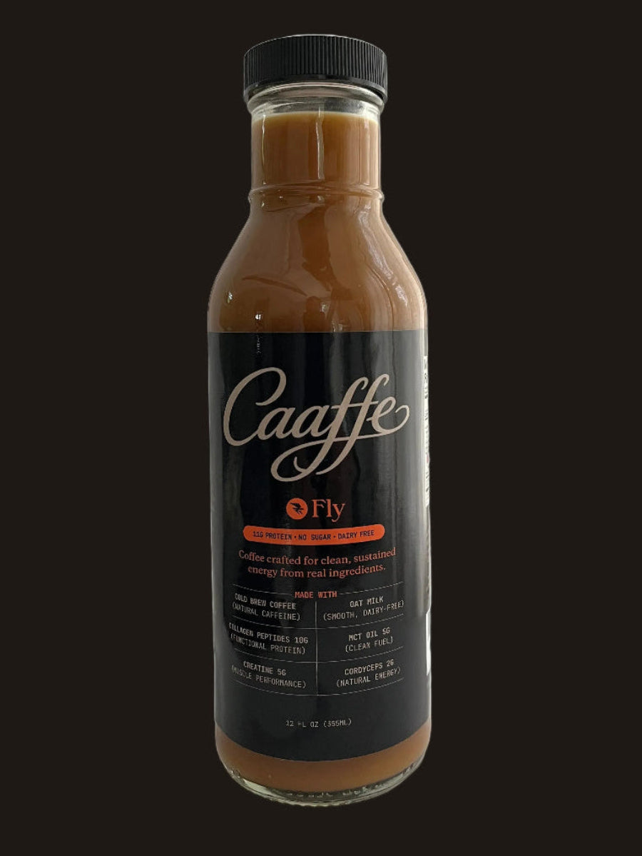 Bottle of CAAFFE Fly RTD functional coffee beverage for sustained energy