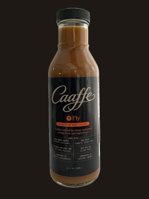 Bottle of CAAFFE Fly RTD functional coffee beverage for sustained energy